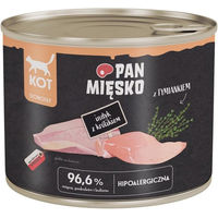 Produktbild von PAN MIĘSKO Nassfutter für Katzen Adult Pute mit Kaninchen Stückchen in Sauce 200 g