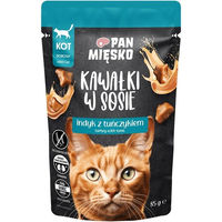 Produktbild von PAN MIĘSKO Nassfutter für Katzen Adult Pute mit Thunfisch Stücken in Sauce getreidefrei 85 g