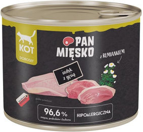 Produktbild von PAN MIĘSKO Nassfutter für Katzen Adult Pute und Gans Stückchen in Sauce mit hohem Fleischanteil 200 g