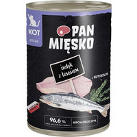 Produktbild von PAN MIĘSKO Nassfutter für Kitten mit Pute, Lachs und Rosmarin, hypoallergen, Stückchen in Sauce, 400 g