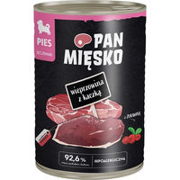 Produktbild von PAN MIĘSKO Nassfutter für Welpen mit Schwein und Ente Stückchen in Sauce hypoallergen 400 g