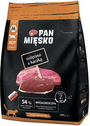 Produktbild von PAN MIĘSKO Trockenfutter für adulte Katzen mit Kalb, Ente und Huhn hypoallergen 400 g