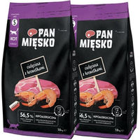 Produktbild von PAN MIĘSKO Trockenfutter für adulte Katzen mit Kalb, Garnele und Huhn hypoallergen 2x1,6 kg