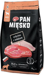 Produktbild von PAN MIĘSKO Trockenfutter Kalb und Truthahn für adulte Hunde XS hypoallergen 9kg