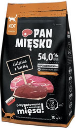 Produktbild von PAN MIĘSKO Trockenfutter Kalbfleisch mit Ente Hypoallergenes Katzenfutter für adulte Katzen 10kg