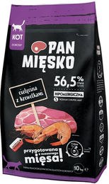 Produktbild von PAN MIĘSKO Trockenfutter Kalbfleisch mit Garnelen für erwachsene Katzen hypoallergen 10 kg