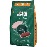 Produktbild von PAN MIĘSKO Trockenfutter Truthahn und Ente mit Kräutern hypoallergen für adulte Hunde 9 kg