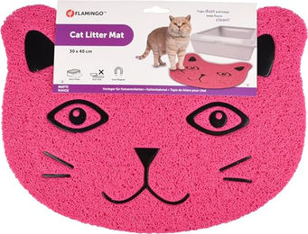 Pancho Flamingo Vorleger für Katzentoiletten in Rosa und Schwarz aus Kunststoff - 30 cm – Bild 1 von 6