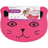 Produktbild von Pancho Flamingo Vorleger für Katzentoiletten in Rosa und Schwarz aus Kunststoff - 30 cm