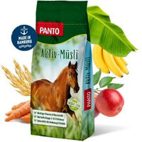 Produktbild von PANTO Pferdefutter Aktiv-Müsli 20 kg – verdauungsförderndes Fruchtmüsli für Pferde mit Banane, Apfel und Karotte und Omega-3 Fettsäuren - 20 kg