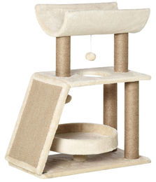 Patootie Fruitie Designer-Katzenbaum mit Kratzstamm und Plattformen in Hellbraun – Bild 1 von 1