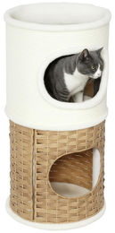 Patootie Fruitie Dreieckiges Katzenhaus für drinnen mit Sisal-Kratzstamm cremefarben 40 x 80 cm – Bild 1 von 1