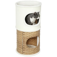 Produktbild von Patootie Fruitie Dreieckiges Katzenhaus für drinnen mit Sisal-Kratzstamm cremefarben 40 x 80 cm