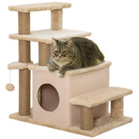 Produktbild von Patootie Fruitie Haustiertreppe mit Kratzbaum und Spielball höhenverstellbar beige 60 x 40 x 66 cm