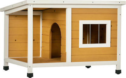 Patootie Fruitie Hundehütte aus Fichtenholz mit überdachter Veranda und schrägem Dach 85,5 x 62 x 60 cm mehrfarbig – Bild 1 von 1