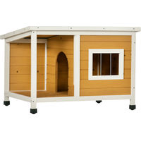 Produktbild von Patootie Fruitie Hundehütte aus Fichtenholz mit überdachter Veranda und schrägem Dach 85,5 x 62 x 60 cm mehrfarbig