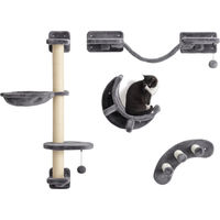 Produktbild von Patootie Fruitie Katzen Kletterwand 4-teiliges Set mit Hängematte und Katzenbrücke dunkelgrau
