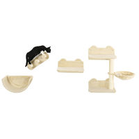 Produktbild von Patootie Fruitie Katzen Kletterwand-Set 4-teilig mit Katzentreppe, Hängematte, Plattform und Kratzbaum in Beige