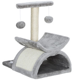 Patootie Fruitie Katzen Kratzbaum Grau mit drehbarem Stamm und Spielbällen 40 x 30 x 43 cm – Bild 1 von 1