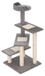 Patootie Fruitie Katzen Kratzbaum mit 3 Plattformen aus Plüsch und Sisal in Grau und Beige 48,5 x 48,5 x 100 cm – Bild 1 von 1