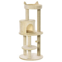 Produktbild von Patootie Fruitie Katzen Kratzbaum mit geräumigem Bett und Plattform Cremeweiß 104 cm