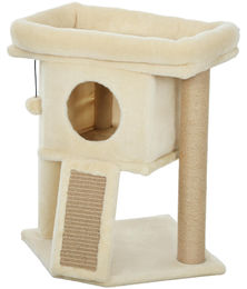 Patootie Fruitie Katzen-Kratzbaum mit Jute-Kratzmatte, Liegeplattform, Spielball und Katzenhaus, Beige, 40 x 40 x 57 cm – Bild 1 von 1