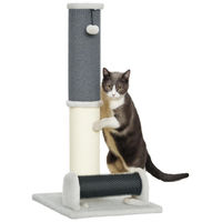 Produktbild von Patootie Fruitie Katzen Kratzbaum mit selbstreinigender Bürste und Spielball Grau und Creme 40 x 48 x 85 cm