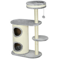 Produktbild von Patootie Fruitie Katzen Kratzbaum mit Sisal-Seilpfosten und Ballspielzeug Grau 59x35x100 cm