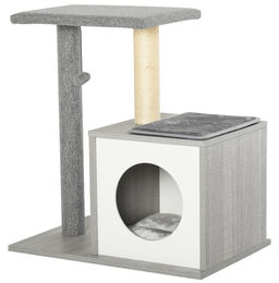 Patootie Fruitie Katzen Kratzbaum mit Sisalseil-Liege und Kratzsäule Grau 59 x 39 x 62 cm – Bild 1 von 1