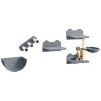 Produktbild von Patootie Fruitie Katzen-Set mit Kletterwand, Hängematte, Kratzbaum und Sprungplattformen aus Plüsch und Sisal in Grau