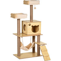 Produktbild von Patootie Fruitie Katzenbaum aus Holz mit Versteck, 2 Liegeflächen, Hängematte und Ball, 60 x 40 x 130 cm