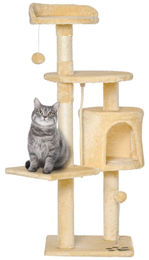 Patootie Fruitie Katzenbaum aus Holz mit Versteck und Spielzeug 114 cm hoch – Bild 1 von 1