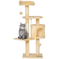 Produktbild von Patootie Fruitie Katzenbaum aus Holz mit Versteck und Spielzeug 114 cm hoch
