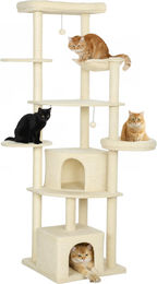Patootie Fruitie Katzenbaum beige mit 2 Verstecken und 2 Liegeflächen für 2 bis 3 Katzen 200 cm hoch – Bild 1 von 1