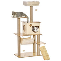 Produktbild von Patootie Fruitie Katzenbaum beige mit 5 Plattformen, Hängematte, Leiter, Höhle und Kratzstangen aus Jute 130 cm hoch