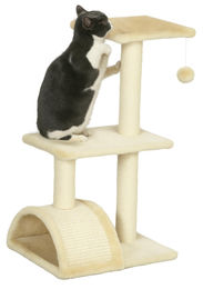 Patootie Fruitie Katzenbaum Dreieckig mit Kratzstamm aus Plüsch und Sisal Cremefarben 40 x 35 x 72 cm – Bild 1 von 1