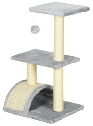 Patootie Fruitie Katzenbaum Dreieckig mit Kratzstamm aus Plüsch und Sisal Hellgrau 40 x 35 x 72 cm – Bild 1 von 1