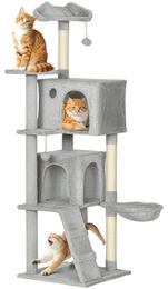 Patootie Fruitie Katzenbaum Grau mit 2 Verstecken, Hängematte, Bett und Sisalstämmen 48 x 48 x 160 cm – Bild 1 von 1