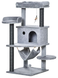Patootie Fruitie Katzenbaum Grau mit Filzhöhle und Hängematte 48 x 48 x 107 cm – Bild 1 von 1