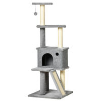 Produktbild von Patootie Fruitie Katzenbaum Grau mit Haus, Leiter, Ball und Sisalstämmen 48 x 48 x 125 cm