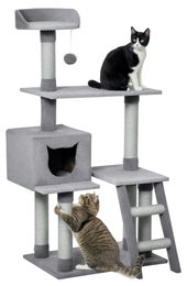 Patootie Fruitie Katzenbaum Grau mit Leiter, Plattformen und Juteseilsäulen 60,5 x 40 x 124 cm – Bild 1 von 1