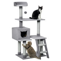 Produktbild von Patootie Fruitie Katzenbaum Grau mit Leiter, Plattformen und Juteseilsäulen 60,5 x 40 x 124 cm
