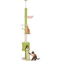 Produktbild von Patootie Fruitie Katzenbaum Grün mit 5 verstellbaren Höhenstufen, Blumenplattformen, Versteck und Hängematte (220-240 cm)
