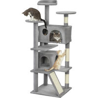 Produktbild von Patootie Fruitie Katzenbaum Hellgrau mit Kratzmöglichkeiten und Hängematten 138 cm hoch