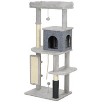 Produktbild von Patootie Fruitie Katzenbaum Hellgrau mit Kratzpfosten, Bett, Haus und Sprungplattformen 132 cm