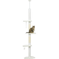 Produktbild von Patootie Fruitie Katzenbaum höhenverstellbar 2,25 bis 2,55 m mit Liegeflächen und Spielbällen weiß