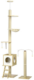 Patootie Fruitie Katzenbaum höhenverstellbar mit Häuschen, Hängematte und Ball aus Spanplatte 40 x 40 x 285 cm – Bild 1 von 1