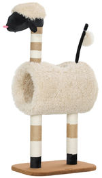 Patootie Fruitie Katzenbaum im Schaf-Design mit Kratzpfosten, Tunnel und Spielzeug, 98 cm, Hellbraun – Bild 1 von 1