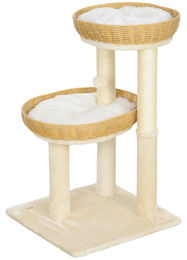 Patootie Fruitie Katzenbaum in Beige mit zwei Rattan-Katzenbetten und Kratzstämmen 75,5 cm hoch – Bild 1 von 1