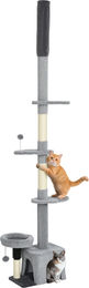Patootie Fruitie Katzenbaum mit Deckenspanner höhenverstellbar 225-255 cm in Grau mit Sisal und Plüsch – Bild 1 von 1